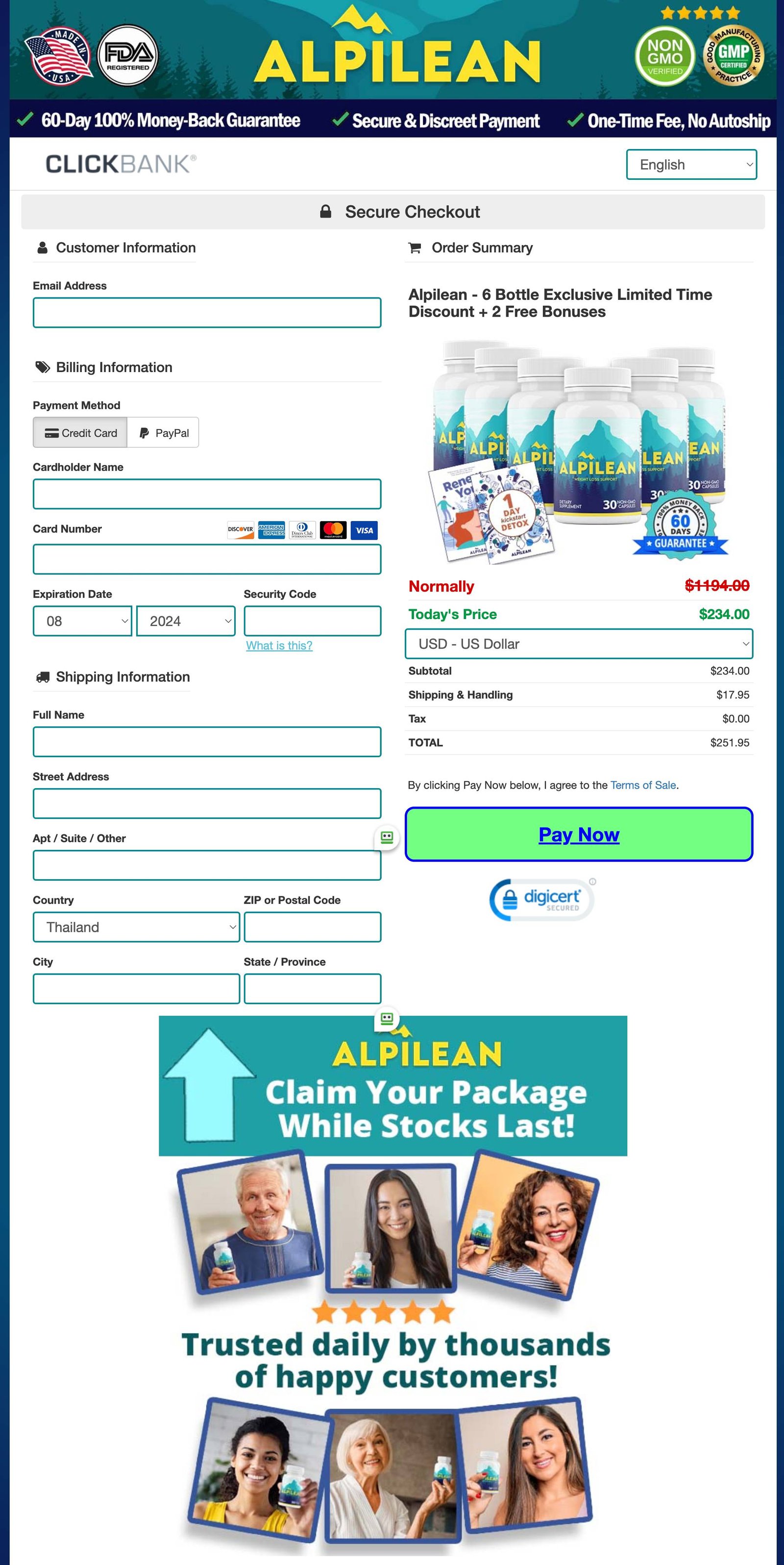 Alpilean Official Website Secure Order Page